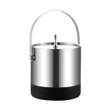 Imagem de Baoblaze Balde de gelo para bebidas com alça, clipe e espaçador, parede dupla, barril para bebidas, para pátio, casa, festa de casamento, Cabo de aço