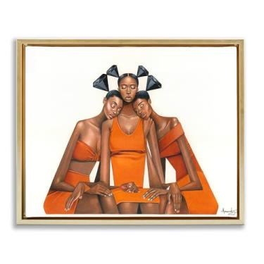 Imagem de Stupell Industries Design de arte de parede em tela flutuante de ouro com moldura de irmandade de diamante negro por Manasseh Johnson Sr, 43 x 53 cm