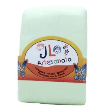 Imagem de kit 02 Massas de Biscuit JL Artesanato Colorida ou Branca 90g, Verde C