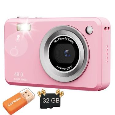 Imagem de Câmera digital Nvgfelis 48MP 16X Zoom com cartão de 32GB para crianças