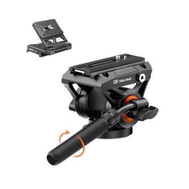 Imagem de COMAN Q6 Cabeça de vídeo gimbal panorâmica com placa de liberação rápida para DJI RS Manfrotto cabeça de fluido hidráulico para câmera DSLR de tripé, cabeça fluida com amortecimento panorâmico e