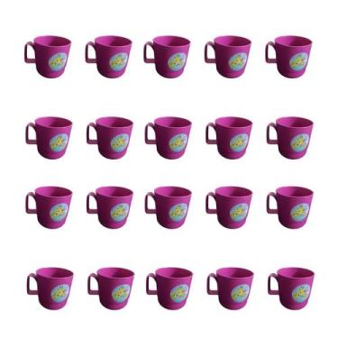 Imagem de Kit C/ 20 Caneca Plástico Escolar Merenda - Delverano, rosa