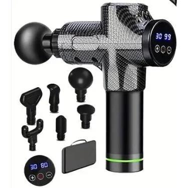 Imagem de Pistola Massageadora Muscular Profissional Fisioterapia, Massageador Com 30 Velocidades E 6 Cabeças De Massagem，Massageador De Percussão Muscular Profunda Feito à Mão
