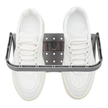 Imagem de Jwthee Sapateira montada na parede, suporte de sapatos de plástico cinza, prateleira dobrável, multifuncional, aprox. 28 x 14,5 x 2 cm, ideal para foyers, quartos, banheiros e muito mais