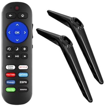 Imagem de Suporte base de TV e controle remoto compatível com todas as TVs TCL Roku, suporte para TV TCL Roku TV Legs 71.1 cm 81.3 cm 101.6 cm 109.2 cm 124.5 cm 127.0 cm 139.7 cm, controle remoto para Roku