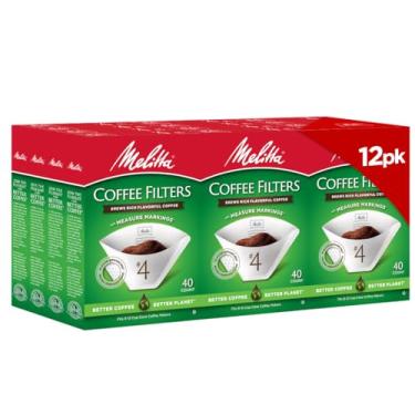 Imagem de Melitta Filtros de café cone nº 4, brancos, 40 unidades (pacote com 12) Contagem total de filtros 480 - a embalagem pode variar