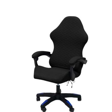 Imagem de Conjunto de capa de cadeira de jogos com capas de apoio de braço, capa elástica de jacquard, 1 capa de ajuste de forma e capas de braços de cadeira incluídas (sem cadeira (preto)