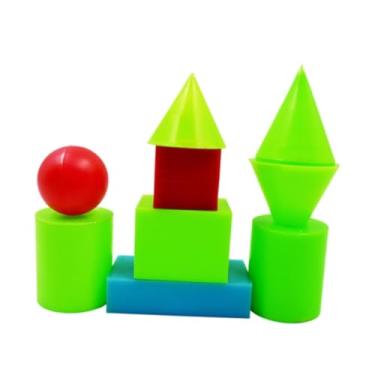 Imagem de menolana Conjunto de blocos geométricos de formas 3D, 9 peças, blocos de aprendizagem, brinquedos para material escolar, pré-escolar, crianças, meninos,