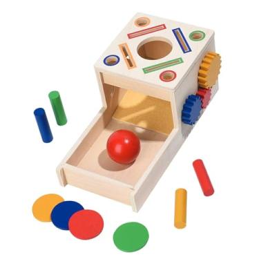 Imagem de Esquirla Brinquedos de triagem de forma de cor de madeira Blocking Blocks Sensory Fine Motor Habilidades Early Education Toy por 12 a 18 meses crianças