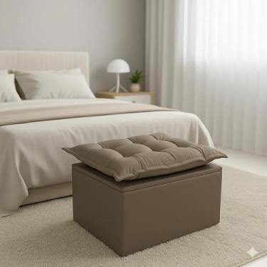 Imagem de Puff Baú Opala Decorativo Organizador Quarto e Sala, CAPPUCCINO