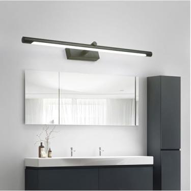 Imagem de GZZBMY Luz de Espelho LED Arandelas de Parede Banheiro Moderno Alumínio Impermeável Arandela Espelho Armário Iluminação Banheiro Iluminação de Parede para Sala de Estar Quarto (Luz Neutra Preta, 66 cm