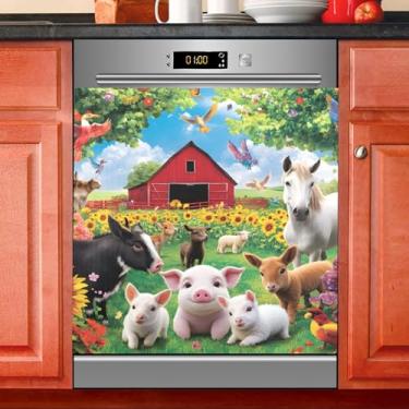 Imagem de Adesivo magnético de capa de ímã de fazenda animais de fazenda jardim lava-louças painel de geladeira porta frontal geladeira microondas decalque decorativo