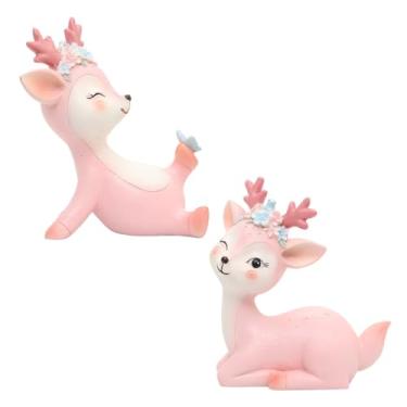 Imagem de Tofficu 2Pcs Resina de Rena de Natal: Decoração de Natal de Rena, Estátua de Estatueta de Escultural, Decoração de Sika, Decoração de Mesa de Escritório Em Casa de Férias(Estilo Aleatório)