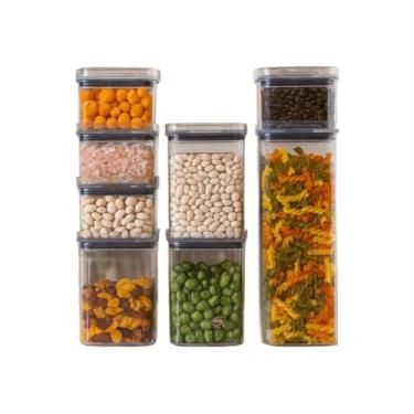 Imagem de Monte seu Kit Pote Hermético para Mantimentos de Cozinha Dispensa Armário Acrílico Cristal Livre BPA(KIT 8-8 POTES)