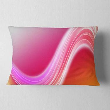Imagem de Designart – Lombar abstrato com linhas curvadas rosa para sala de estar, sofá, enchimento de almofada de alta qualidade + capa de almofada impressa em ambos os lados 30,5 x 50,8 cm