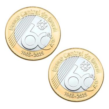 Imagem de Moeda Comemorativa 60 Anos Banco Central do Brasil, 1965-2025, 2 Unidades