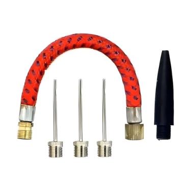 Imagem de Kit Completo de Bicos Para Bomba de Ar 5 Peças (1 Mangueira + 1 Bico de PVC + 3 Bicos Tipo Agulha de Aço) Jogo de Bico Para Encher Bolas, Balões, Pneus, Colchão e Infláveis