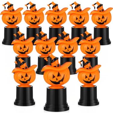 Imagem de Leinuosen Pacote com 12 Mini Troféus de Abóbora de Halloween para Prêmios, Copos de Troféu de Plástico de Participação Dourada de 11 cm para Brindes de Festa de Eventos Esportivos