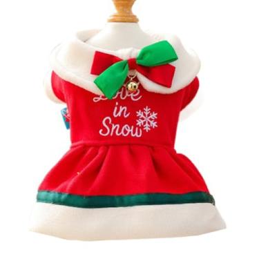 Imagem de MQQYLBHDS Suéter de Natal para cachorro, fantasia de cachorro de Papai Noel, roupas de Natal para meninas, roupas de gato de Natal para gatos, casaco de Papai Noel para gatos pequenos (vermelho