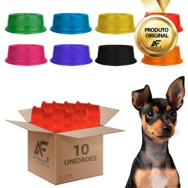 Imagem de Kit 10 Comedouro Bebedouro Simples Cães E Gatos 350ml Cores - AferMix,