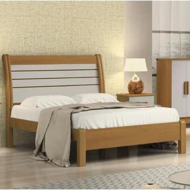 Imagem de Cama Casal Esmeralda 100%MDF Queen Cinamomo/Off - D Doro