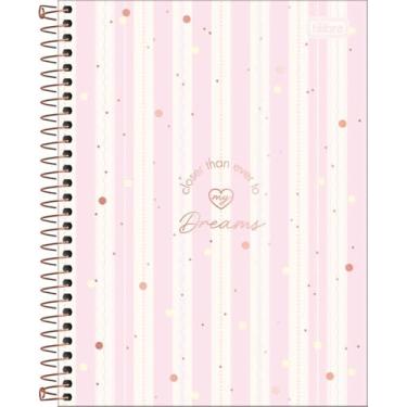 Imagem de Tilibra - Caderno Espiral Capa Dura Colegial 1 Matéria Soho 80 Folhas - Listras Bege E Rosa Verticais