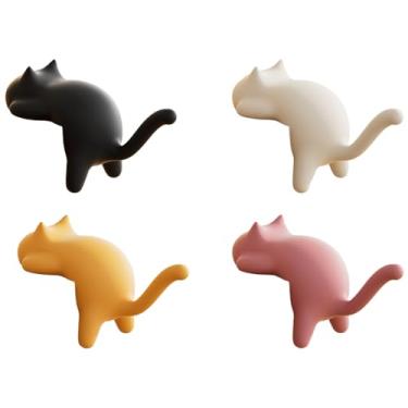 Imagem de Porta-chaves de gato, gancho para bolsa de mesa – Organizador removível, 4 peças, adesivo para mochila, bolsa, cabo, banheiro, armário, sala de aula, ao ar livre