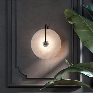 Imagem de Personalidade para casa luminária de parede interna LED luminária de decoração de parede para decoração de casa arandela de quarto, luminária de parede LED de mármore moderna (cor: preto)