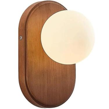 Imagem de Abajur de vidro branco, luminárias de parede para quarto, base G9, três cores, regulável, luminária de parede, corpo de lâmpada de madeira de borracha japonesa, arandelas de parede para sala