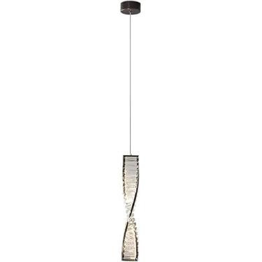 Imagem de Luminária pendente de cristal de luxo com ajuste de intensidade LED para escada, lustre moderno para teto, luminária suspensa para decoração de sala de jantar e quarto (preto/dourado)