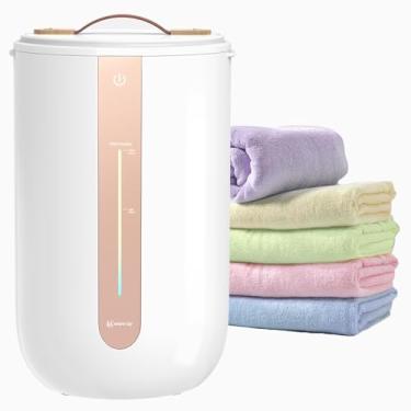 Imagem de Keenray Aquecedor de toalhas para banheiro, balde de aquecedor de toalhas com barra de progresso de aquecimento, suporte de disco perfumado, alça de couro, balde de toalha de desligamento automático