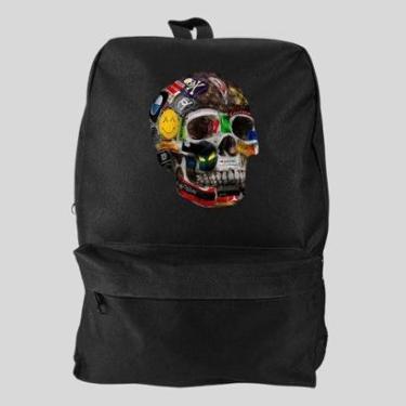 Imagem de Mochila Bolsa Masculina Basica Escolar Pega a Visão Estampado Caveira Grafite-Masculino