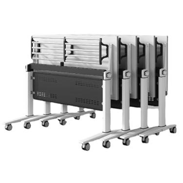 Imagem de Mesa de conferência, mesa de treinamento móvel dobrável de seminário retangular moderna, mesa de reunião estreita com modéstia e rodas de bloqueio para escritório em casa, sala de reunião, sala de