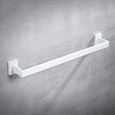 Imagem de Kit de acessórios de banho laqueado branco fosco toalheiro barra de toalha, suporte de lenços, escova de vaso sanitário, conjunto de acessórios de banheiro de ferragens montado na parede (cor: haste