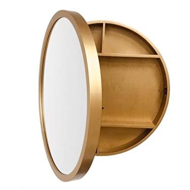 Imagem de AKALNNB Armário de medicamentos com espelho montado na parede armário de espelho cosmético armário espelho circular 50/60/70 cm armário espelho de banheiro adequado para quarto, sala de estar