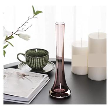 Imagem de WUHUQN Vaso de flor vaso de vidro transparente criativo oblíquo hidropônico vasos para flores artificiais ornamentos florais mesa decoração de casa vaso moderno para arranjo floral