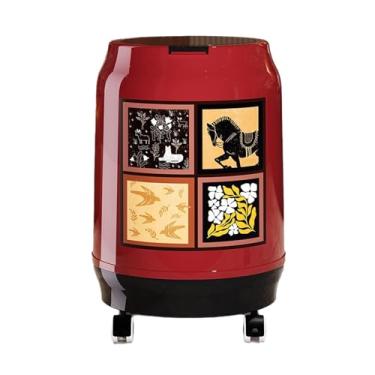 Imagem de WeiLaiKeQi Lixeira com rodas, lata de lixo de grande capacidade, recipiente para resíduos para cozinha, trailer, sala de estar e banheiro, with Lid L Red