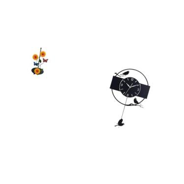 Imagem de Fenteer Suporte para Papel Toalha E Relógio de Parede com Dispensador Antiderrapante Vertical, Suporte para Lenços de Papel, Ornamento Artístico Minimalista,