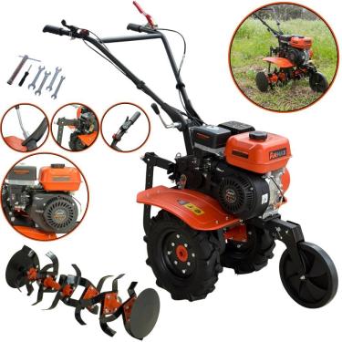 Imagem de Tratorito Tipo Tobata À Gasolina Anmax MT170G Motor 4 Tempos 208cc 7HP Motocultivador Completo Com 24 Lâminas Cultivadoras e Rodas de Transporte