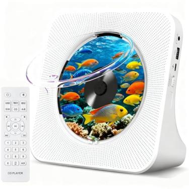 Imagem de CD Player Portatil Bluetooth, Música Leitor de CD de HiFi, 110-220V Toca CD com Alto-Falantes Duplos Integrados, Display LED, Rádio FM, USB, AUX, Temporizador, Loop