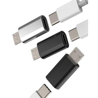Imagem de Adaptador USB C fêmea para micro USB macho (pacote com 3) porta conector tipo C para conversor de carregamento de telefone, adaptador microusb, cabo de alimentação, acessórios Android, conversão