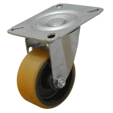 Imagem de Roda Giratória 3 Polegadas Série 12 Industrial com Placa – Núcleo em Ferro Fundido e Banda de Poliuretano – Suporta 170 kg