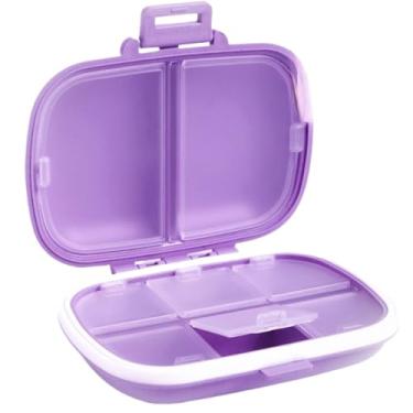 Imagem de Porta Comprimidos Semanal - Organizador Compacto para Cápsulas com Divisões Manhã e Noite(Lilás)