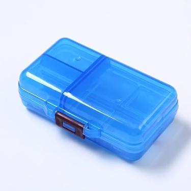 Imagem de Caixa de comprimidos de grande capacidade pequena com nove compartimentos selados à prova d'água, caixas de comprimidos divididas para manhã, meio-dia e noite (azul)
