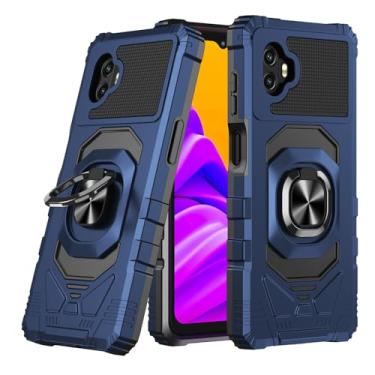 Imagem de Eaglecell - Para Samsung Galaxy XCover7 Pro, XCover6 Pro (SM-G766, SM-G736) - Capa protetora à prova de choque com suporte de anel - RS7 azul marinho
