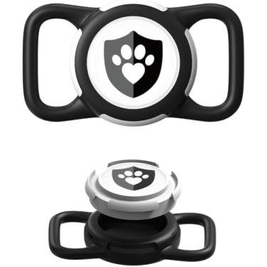 Imagem de Suporte de coleira de cachorro Airtag para Apple Air, capa de silicone à prova d'água (preto)