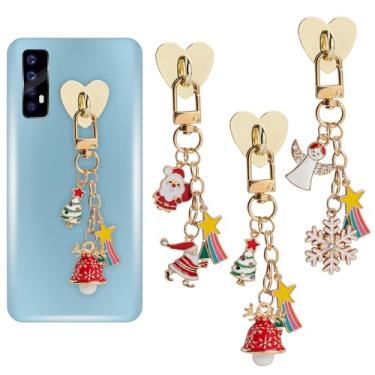 Imagem de Framendino, Pacote com 3 pulseiras de Natal, acessórios de decoração, corrente para mulheres, pingentes de telefone de anjo, hippers, acessório de telefone dourado