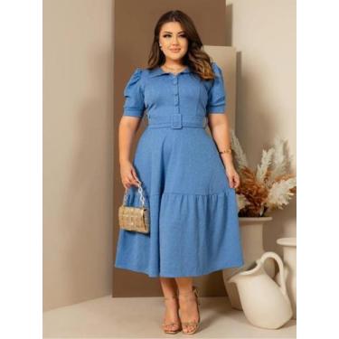 Imagem de Vestido Midi Soltinho Verão Casual Elegante Moda Evangélica com Manga 