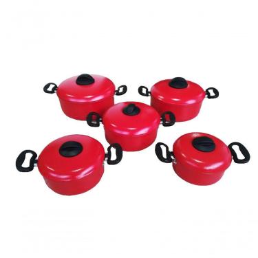 Imagem de Jogo Panelas De Aluminio Vermelhas Promoção 5 Peças Extang