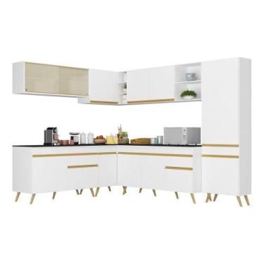 Imagem de Armário De Cozinha Completa De Canto Veneza Multimóveis V2065 Branco/d
